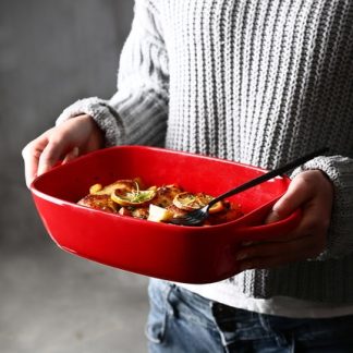 Ceramic european style baking dish and serving