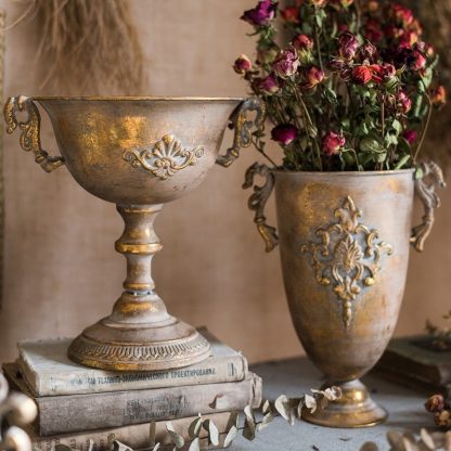 Vintage Iron Vase with Patina Effect