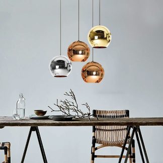 Modern Spherical Luminaire Made of Metallized Glass