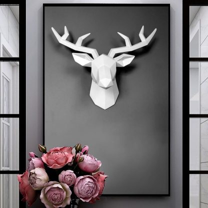 Polygonal deer head on the wall